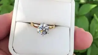 Round Lab Created Diamond Alternative Cubic Zirconia Cathedral Solitaire Engagement Ring by Ziamond