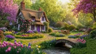 Spring Cottage Ambience - Water/Bird Sounds 8 hours, Calming, Sleeping, Relaxing, Reading, ASMR