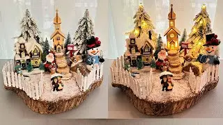 Diy Christmas Decorations ideas!Decoratiuni de Craciun Aranjament cu peisaj de iarna si om de zapada