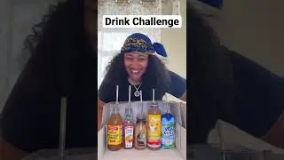 Mystery drink challenge (She almost threw up at the end) 🤭😂 #shorts