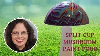 #paintpouring #fluidart Paint Pour on Wooden Mushrooms