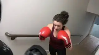 Boxing on the stairs