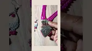 GLASS BEADS & GLASS GHUNGRU LONG GERMAN SILVER NECKLACE....