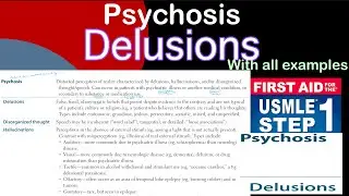 Psychosis- Delusions and all types in Hindi/Urdu by first aid for USMLE step 1
