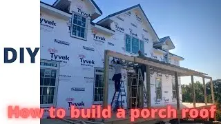 Building our Farmhouse: #18- How to cut & install TRIM COIL/Building roof for WRAP AROUND PORCH!