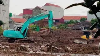 New project launch, Kobelco SK200 excavator, D51 PX bulldozer, Landfill excavation