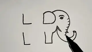 Elephant Drawing with Letter L | Easy L Alphabet Art for Beginners