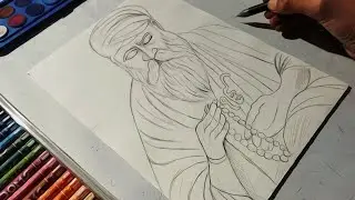 How to Draw Shri Guru Nanak Dev ji, Easy Drawing, Outline tutorial 😍