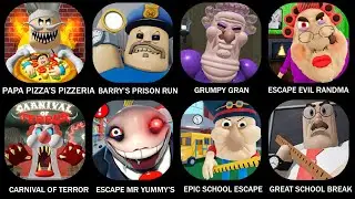 ROBLOX ESCAPE PAPA PIZZA'S PIZZERIA (SCARY OBBY), BARRY'S PRISON RUN OBBY, GRUMPY GRAN (SCARY OBBY)