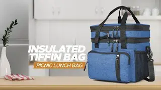 FATMUG Portable Insulated Picnic Lunch Bag - Keeps Food and Drinks Cool and Fresh (Sky Blue)