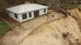 Drone 8: House teeters above Lake Michigan