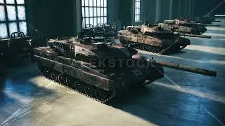 Military warehouse with tanks Leopard 2a7