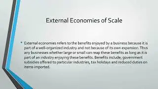 External and Internal Economies of Scale/Diseconomies of Scale: CXC POB