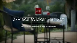 SKY5293 3-Piece Outdoor Wicker Table Bar Set
