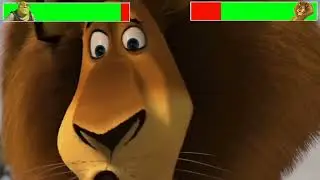 Shrek vs. Alex the Lion with healthbars