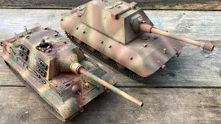 Аэрография модели танка E100 от Trumpeter в масштабе 1/35, нанесение зеленого камуфляжа.