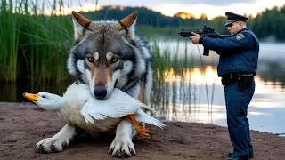 Brave Officers Protect Wild Ducks from Vicious Wolves