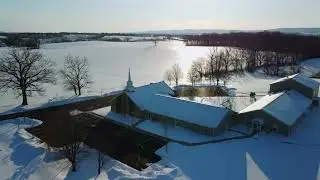 Winter Drone Views Over Snowy Fields in Maryland, USA #zamtilladrone #wintervibes #maryland