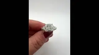 5 Carat Cushion Diamond with Half-moon and Trapezoid Side Diamonds