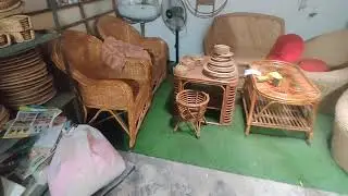 Customer Visit At Our Warehouse For Purchase Bamboo Mudda Chair And Table 