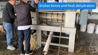 Slaughterhouse waste is dehydrated in a screw press dewatering machine
