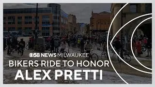 Cyclists ride through downtown Milwaukee to honor Alex Pretti