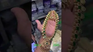 one gram gold emerald long haram| premium quality gold polish |1gmgoldjewellery | 2599 ss|