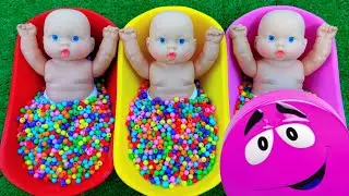 Full of 3 Rainbow BathTubs Candy with M&M's & Magic Slime Cutting Video