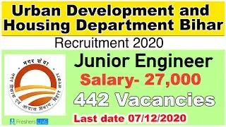 Urban Development and Housing Department Bihar Recruitment 2020 | Junior Engineer Vacancy Jobs