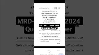 MRD-101 June 2024 Question Paper #ignou #education #shorts