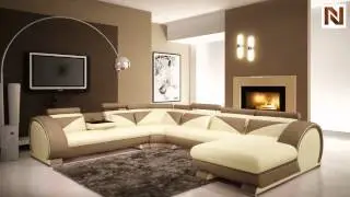 Modern Beige And Light Brown Leather Sectional Sofa With Headrests VGEV7395-4 from VIG Furniture