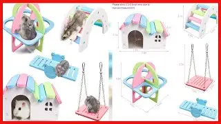 Quality product -  Dwarf Hamsters House DIY Wooden Gerbil Hideout Rainbow Bridge Swing and PVC Seesa