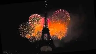 Paris France Eiffel Tower Midnight Fireworks New Years Eve Fireworks 2015