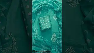pure cotton handblock printed suits with chiffon dupatta