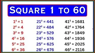 Square 1 to 60 | 1 to 60 Square | 1 se 60 tak square | Learn Square 1 to 60 | Square 1 se 60 tak