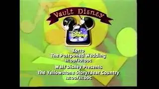 Disney Channel 1999 Next On Vault Disney Zorro the Postpned Wedding and The Yellowstone Story Bump