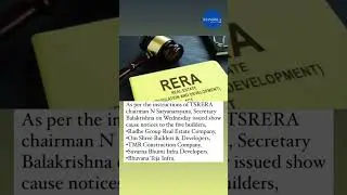 Telangana RERA serves notices to 5 real estate companies #realestate #telangananews #hyderabad