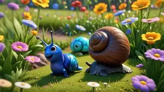 Four Little Snails Go Nice and Slow | Slow and Fast Song | Nursery Rhymes and Learning Songs