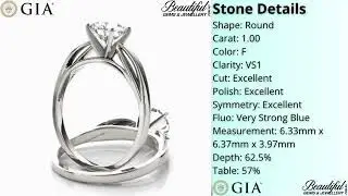 Round Diamond Solitaire Engagement Ring in 18K White Gold with Twisted Shank