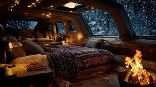 Heavy Snow and Freezing Wind Outside Van | Overnight Winter Sounds for Deep Rest and Sleep