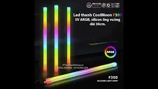 Led thanh CoolMoon F300, 5V ARGB, silicon ống vu&ocirc;ng, d&agrave;i 30cm, đồng bộ Mainboard hoặc Hub CoolMoon.