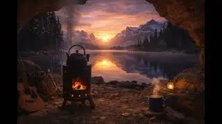 Would You Camp Here Tonight? 🌅 Cozy Beach Cave Campfire Ambience