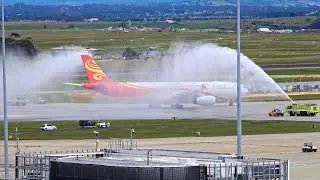 Melbourne Airport Plane Spotting | Hong Kong Airlines Inaugural Flight Water Cannon Salute