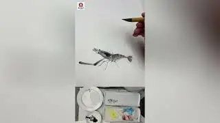 How to draw shrimp in  Chinese ink  painting. Lesson 1 #homedecor #drawing #walldecor #sketch #国画 a