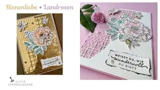 Bienenliebe / Landhausrosen / Diagonale  Kartenatrukturen /  Grusskarte / Stampin' Up!