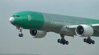 Unpainted A6-ENZ 777-300ER Landing Portland Airport (PDX)