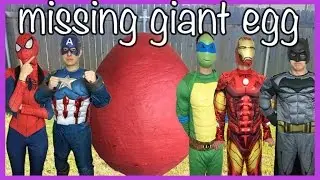 MISSING GIANT EGG w/ Toy Surprises Spider Man's Birthday Gift Help Batman & Spider Girl Find The Egg
