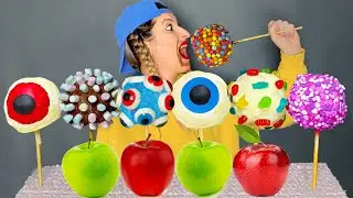 How to Make Colorful Chocolate Apples! 푸드 챌린지 Mukbang with HUBABOO