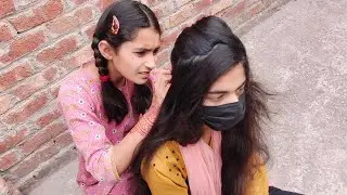 Aqsa's long hairs nits piking