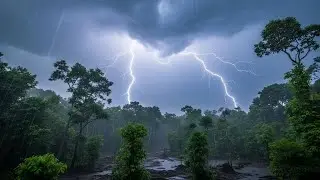 Tropical Forest Thunderstorm 🌧️ Heavy Rain & Cinematic Night Ambience (4K)